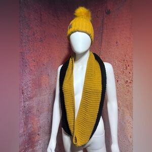NWT Yellow and Black Knit Scarf and Beanie Set